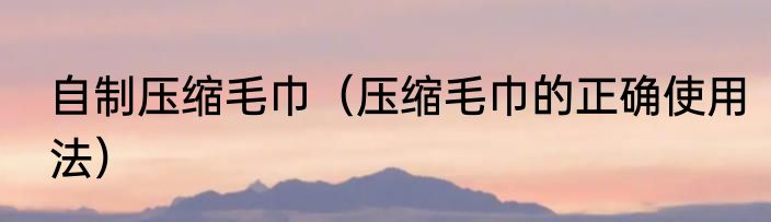 自制压缩毛巾（压缩毛巾的正确使用法）