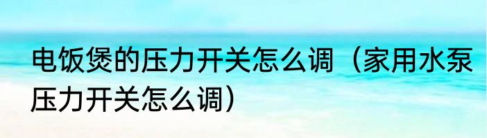 电饭煲的压力开关怎么调（家用水泵压力开关怎么调）