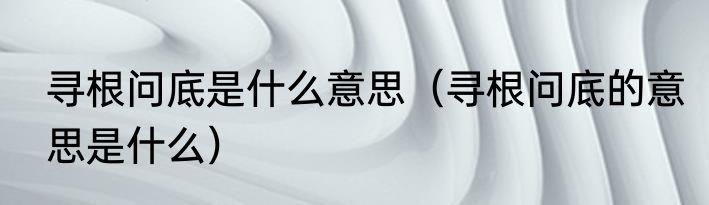 寻根问底是什么意思（寻根问底的意思是什么）