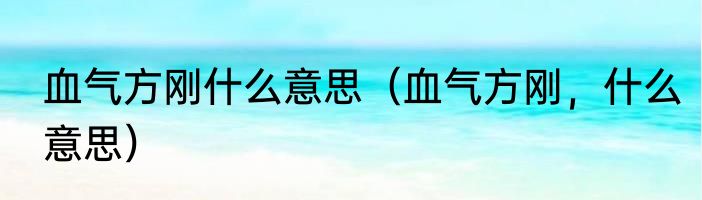 血气方刚什么意思（血气方刚，什么意思）