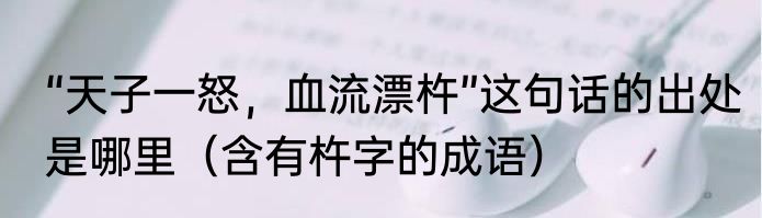 “天子一怒，血流漂杵”这句话的出处是哪里（含有杵字的成语）
