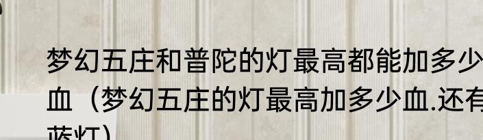 梦幻五庄和普陀的灯最高都能加多少血（梦幻五庄的灯最高加多少血.还有蓝灯）