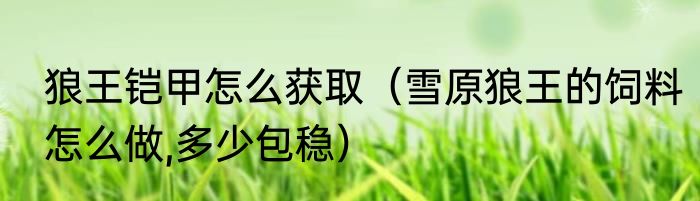 狼王铠甲怎么获取（雪原狼王的饲料怎么做,多少包稳）