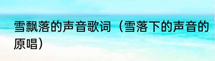 雪飘落的声音歌词（雪落下的声音的原唱）