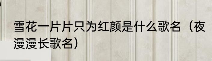 雪花一片片只为红颜是什么歌名（夜漫漫长歌名）