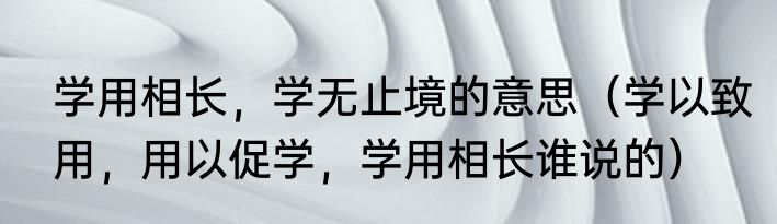 学用相长，学无止境的意思（学以致用，用以促学，学用相长谁说的）