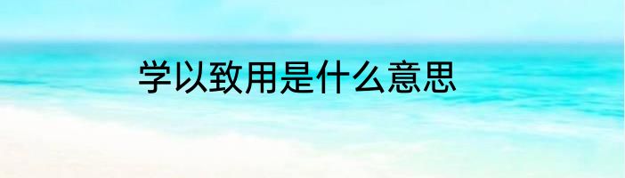 学以致用是什么意思