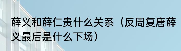 薛义和薛仁贵什么关系（反周复唐薛义最后是什么下场）