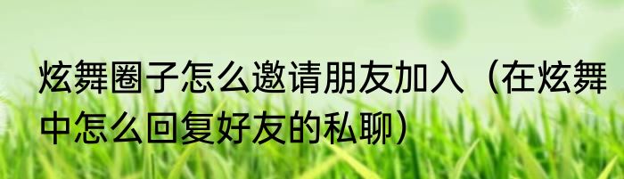炫舞圈子怎么邀请朋友加入（在炫舞中怎么回复好友的私聊）