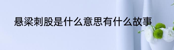 悬梁刺股是什么意思有什么故事