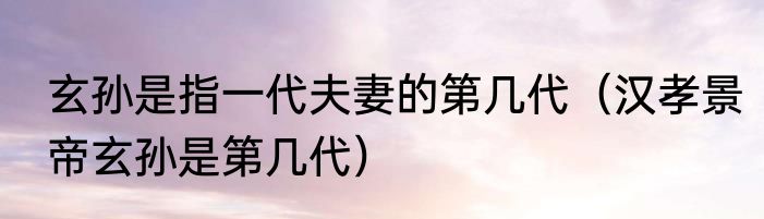 玄孙是指一代夫妻的第几代（汉孝景帝玄孙是第几代）