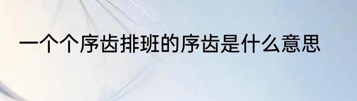 一个个序齿排班的序齿是什么意思