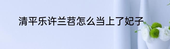 清平乐许兰苕怎么当上了妃子