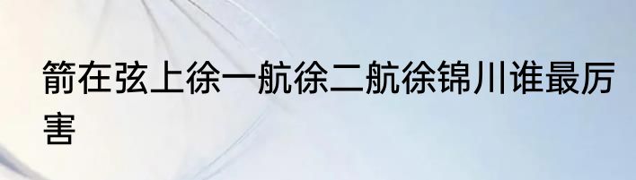 箭在弦上徐一航徐二航徐锦川谁最厉害
