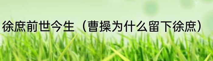 徐庶前世今生（曹操为什么留下徐庶）