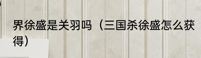 界徐盛是关羽吗（三国杀徐盛怎么获得）