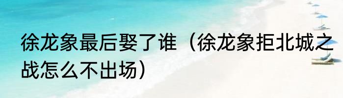徐龙象最后娶了谁（徐龙象拒北城之战怎么不出场）