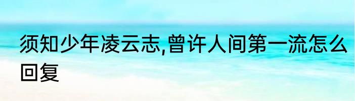 须知少年凌云志,曾许人间第一流怎么回复