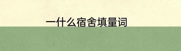 一什么宿舍填量词
