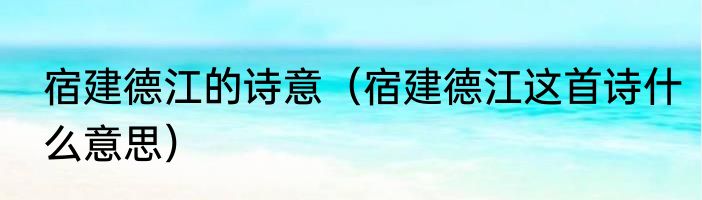 宿建德江的诗意（宿建德江这首诗什么意思）