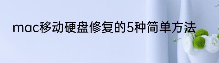 mac移动硬盘修复的5种简单方法