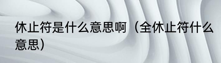 休止符是什么意思啊（全休止符什么意思）