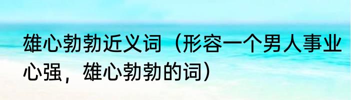 雄心勃勃近义词（形容一个男人事业心强，雄心勃勃的词）
