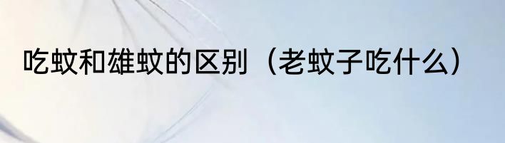吃蚊和雄蚊的区别（老蚊子吃什么）