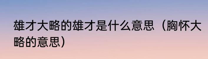 雄才大略的雄才是什么意思（胸怀大略的意思）