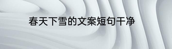 春天下雪的文案短句干净
