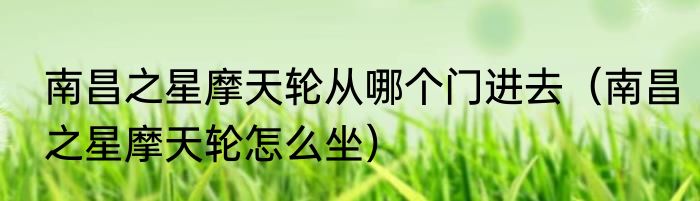 南昌之星摩天轮从哪个门进去（南昌之星摩天轮怎么坐）