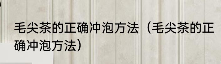 毛尖茶的正确冲泡方法（毛尖茶的正确冲泡方法）