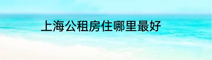 上海公租房住哪里最好