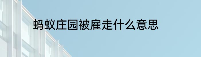 蚂蚁庄园被雇走什么意思