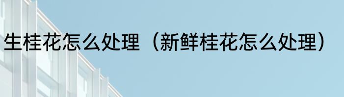 生桂花怎么处理（新鲜桂花怎么处理）