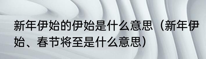 新年伊始的伊始是什么意思（新年伊始、春节将至是什么意思）