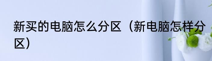 新买的电脑怎么分区（新电脑怎样分区）