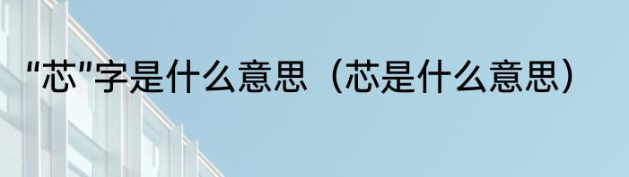 “芯”字是什么意思（芯是什么意思）