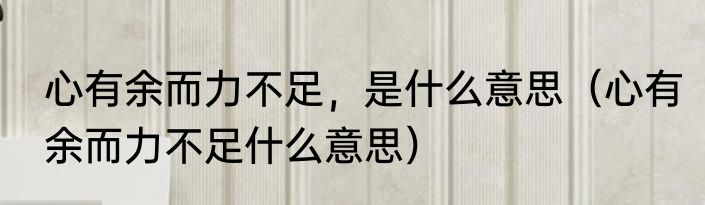 心有余而力不足，是什么意思（心有余而力不足什么意思）