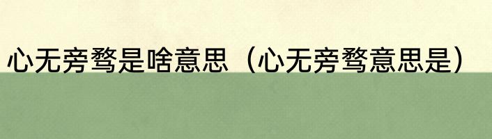 心无旁骛是啥意思（心无旁骛意思是）
