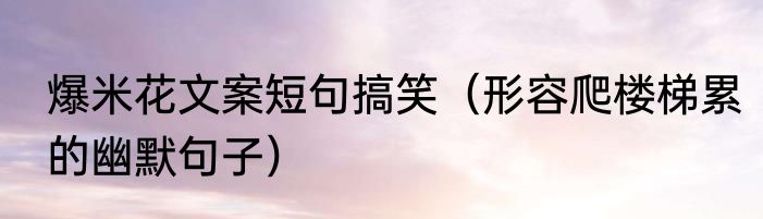 爆米花文案短句搞笑（形容爬楼梯累的幽默句子）