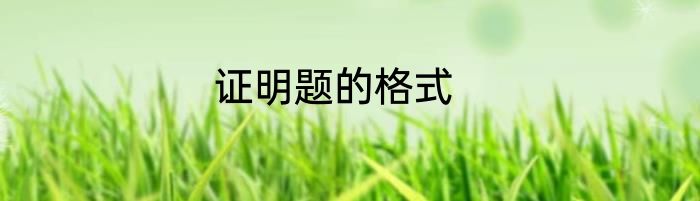 证明题的格式