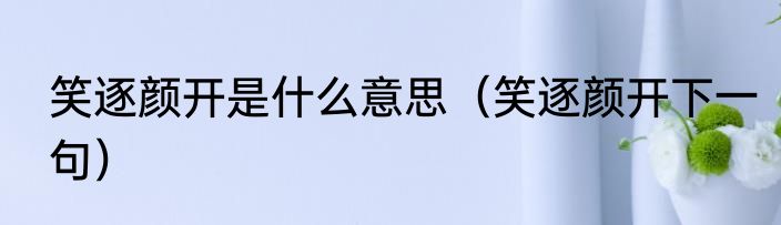 笑逐颜开是什么意思（笑逐颜开下一句）