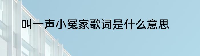 叫一声小冤家歌词是什么意思