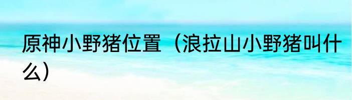 原神小野猪位置（浪拉山小野猪叫什么）