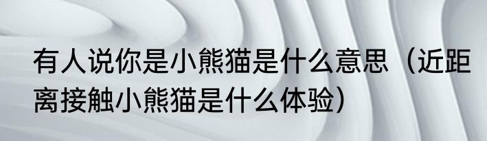 有人说你是小熊猫是什么意思（近距离接触小熊猫是什么体验）