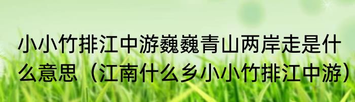 小小竹排江中游巍巍青山两岸走是什么意思（江南什么乡小小竹排江中游）