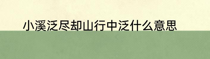小溪泛尽却山行中泛什么意思