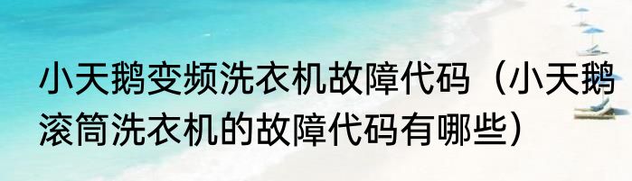 小天鹅变频洗衣机故障代码（小天鹅滚筒洗衣机的故障代码有哪些）
