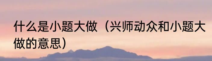 什么是小题大做（兴师动众和小题大做的意思）